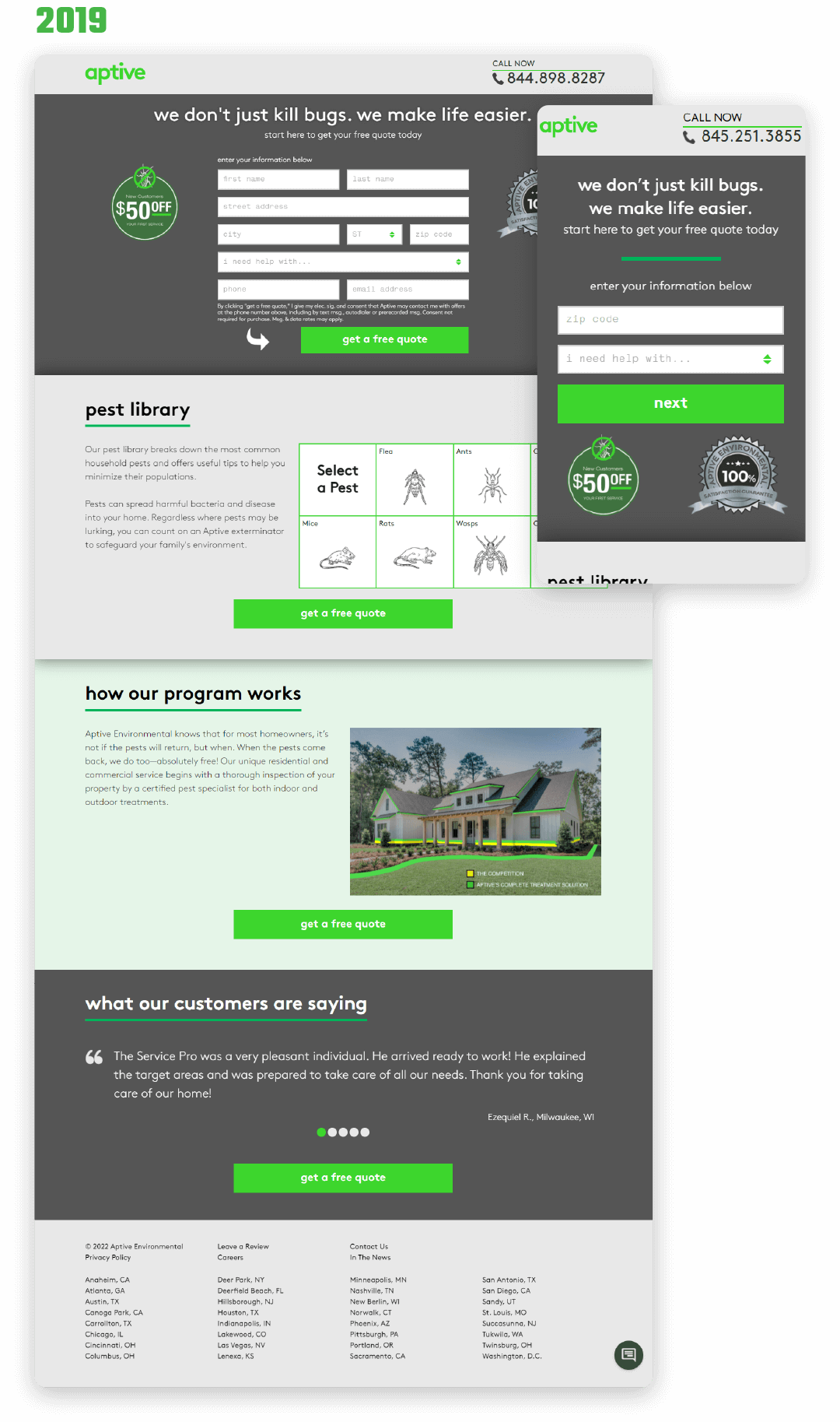 Non-branded landing page from 2019