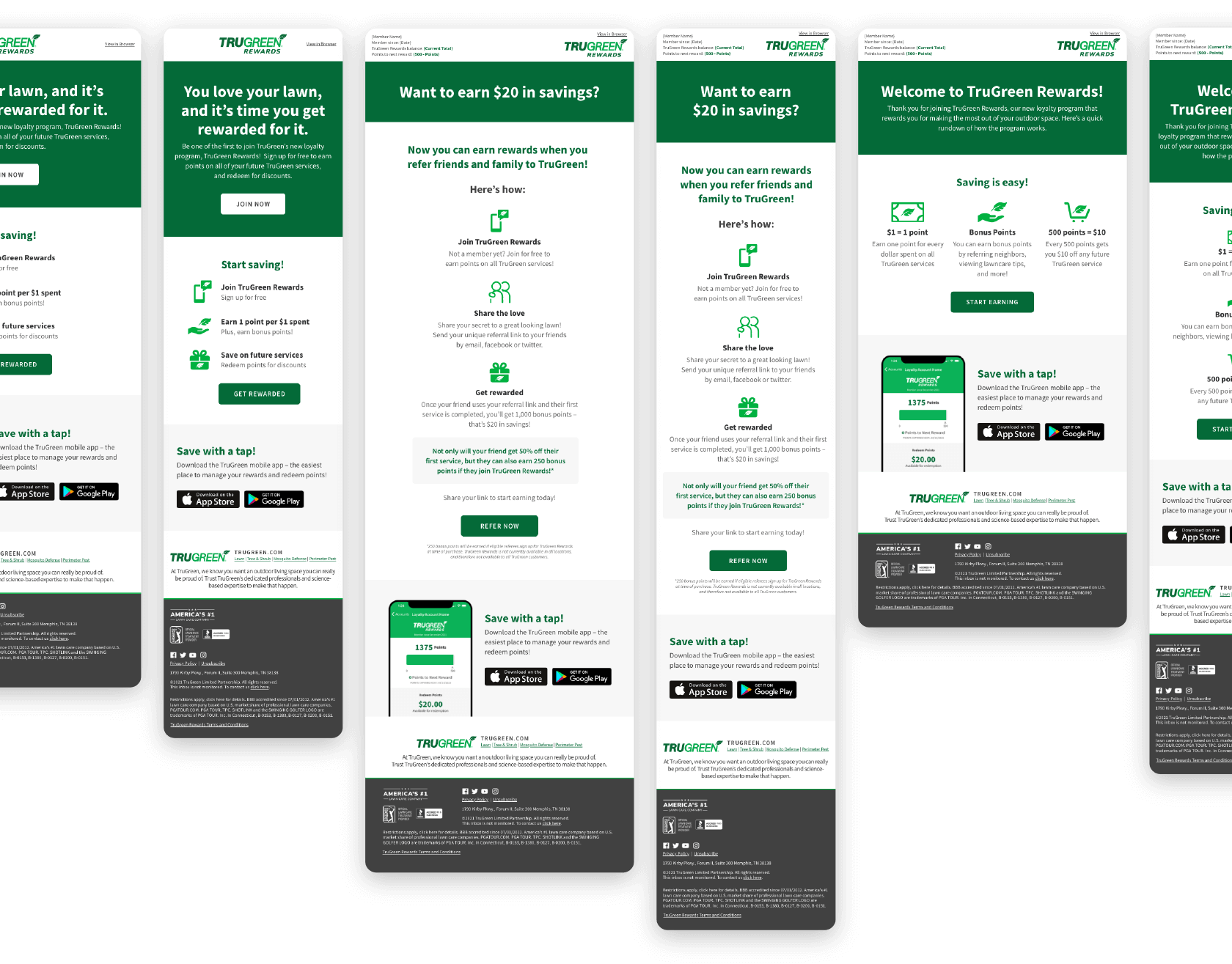 Collage of loyalty email designs