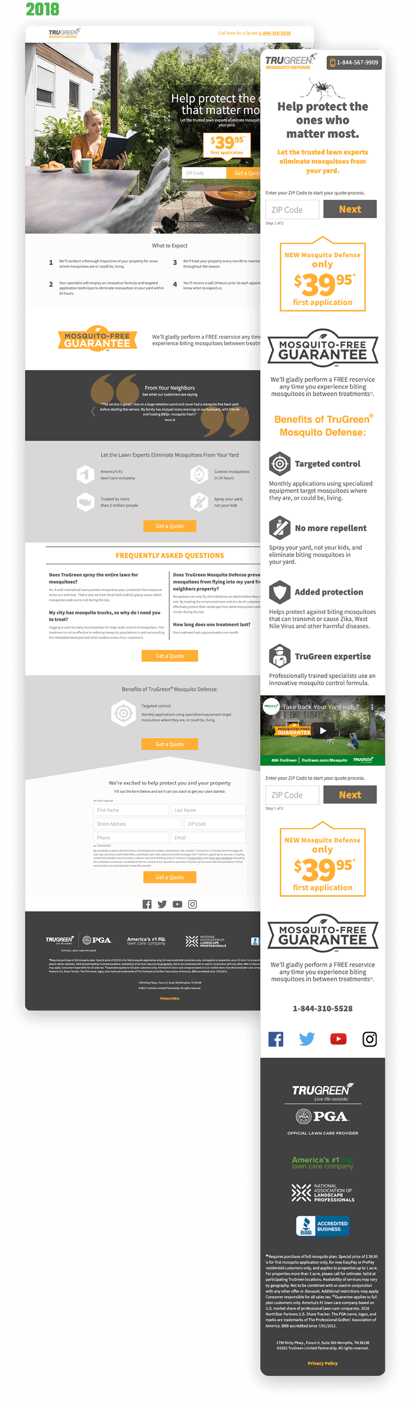 Mosquito product landing page from 2018